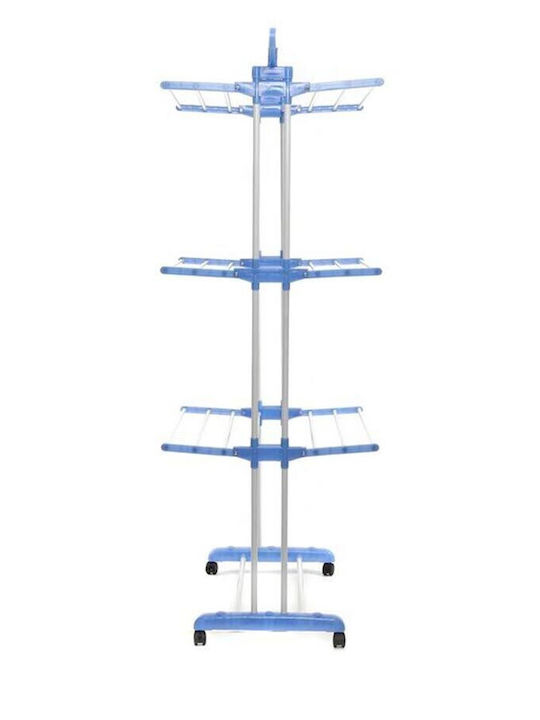 Bass Polska Folding Floor Clothes Drying Rack for Balcony Made of Aluminum with Wheels 162x78cm