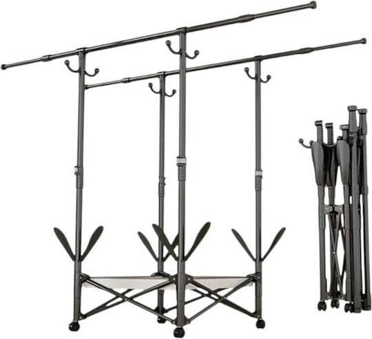 Klappbarer Boden-Kleiderständer Metallisch mit Rädern