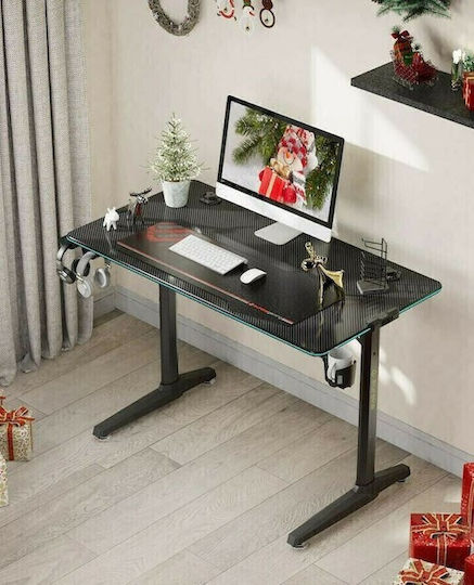 Gaming Desk with Adjustable Height & LED 120x60x76cm Black