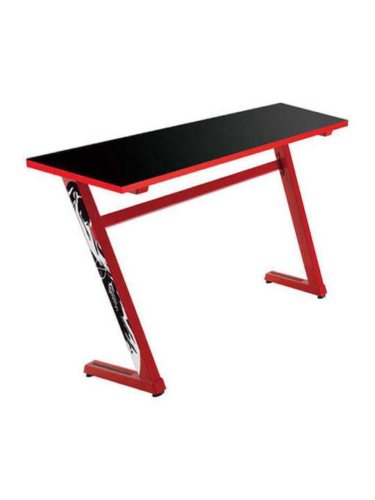 Birou de Jocuri Z-Formă Plywood Roșu cu Picioare Metalice 138x25x67cm GD-ZZ-ROȘU
