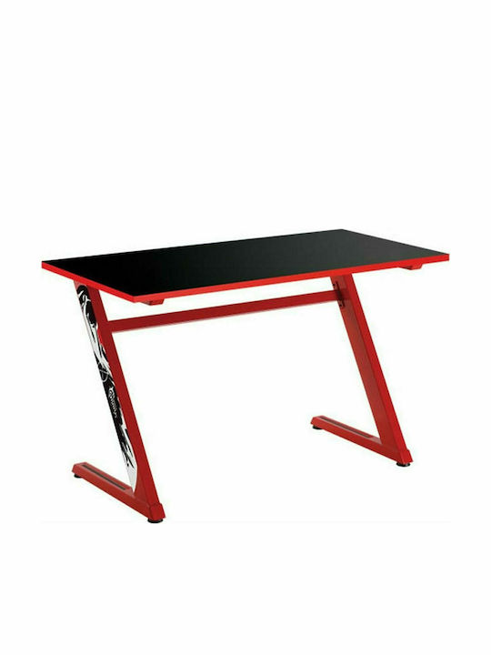 Birou de Jocuri Z-Formă Plywood Roșu cu Picioare Metalice 138x25x67cm GD-ZZ-ROȘU