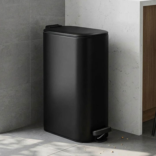 Estia Soft Close Κάδος Απορριμμάτων Μεταλλικός Μαύρος 30lt