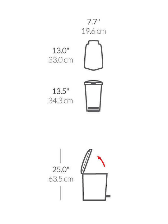 Simplehuman Waste Bin Plastic with Pedal 10lt