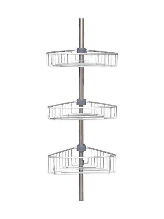 Primanova 458.N2930E Ecke An der Wand montiert Badezimmerregal Metallisch mit 3 Regalböden 35x21.5x270cm Silber