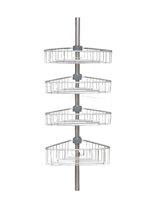 Primanova Colțar Rafturi de baie Raft Baie Metal cu 4 Rafturi 35x21.5x135cm Albastră