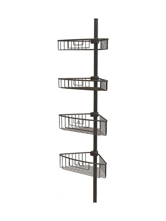 Primanova Corner Floor Bathroom Shelf Metallic with 4 Shelves 35x21.5x135cm Blue