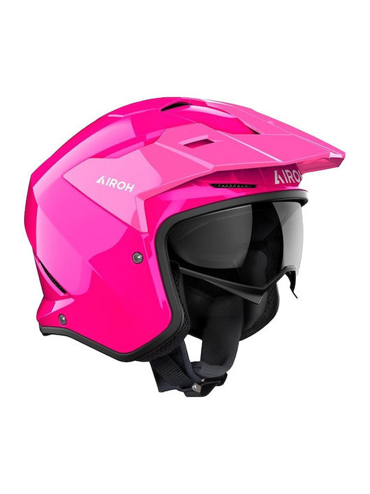 Airoh Kombakt PInk Gloss Motorradhelm Jet ECE 22.06 1150gr mit Sonnenblende