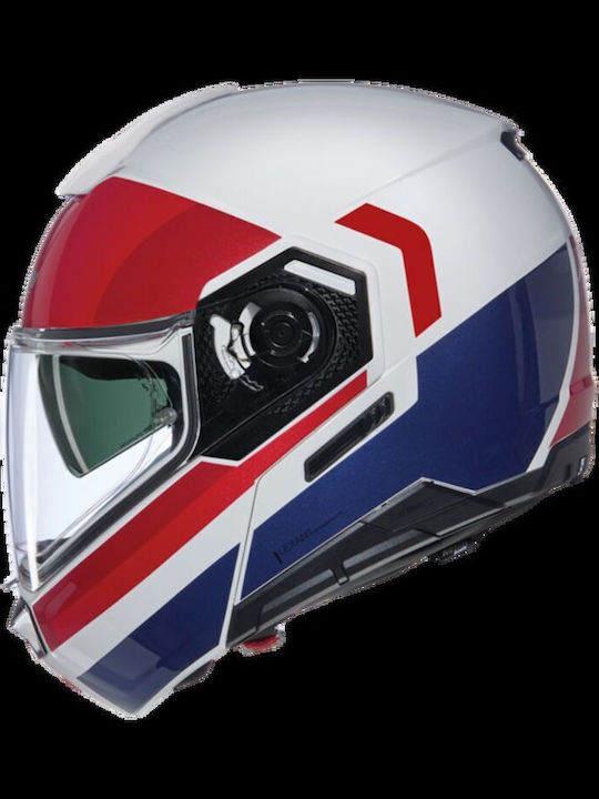 Nolan N90-3 Roboto 345 White / Red / Blue Motorcycle Helmet Flip-Up ECE 22.06 with Pinlock and Sunvisor