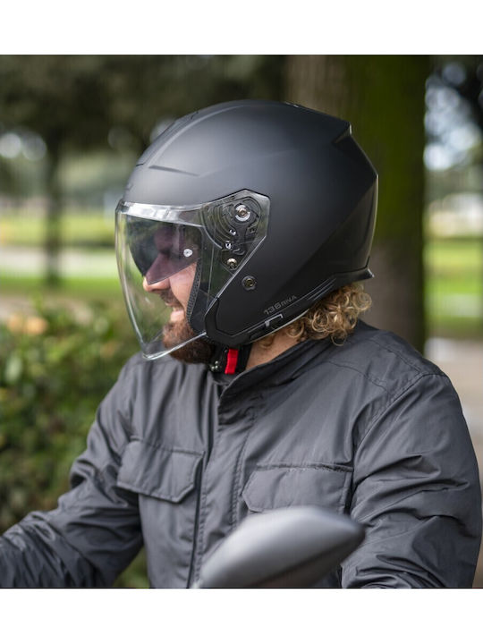 CGM RNA Mono 136A Black Matt Motorcycle Helmet Jet ECE 22.06 1400gr with Sun Visor