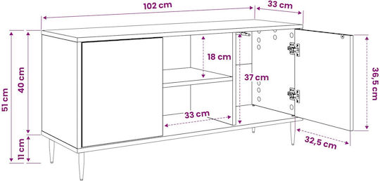 TV-Ständer Wijhe Schwarz Spanplatte M102xP33xH51cm