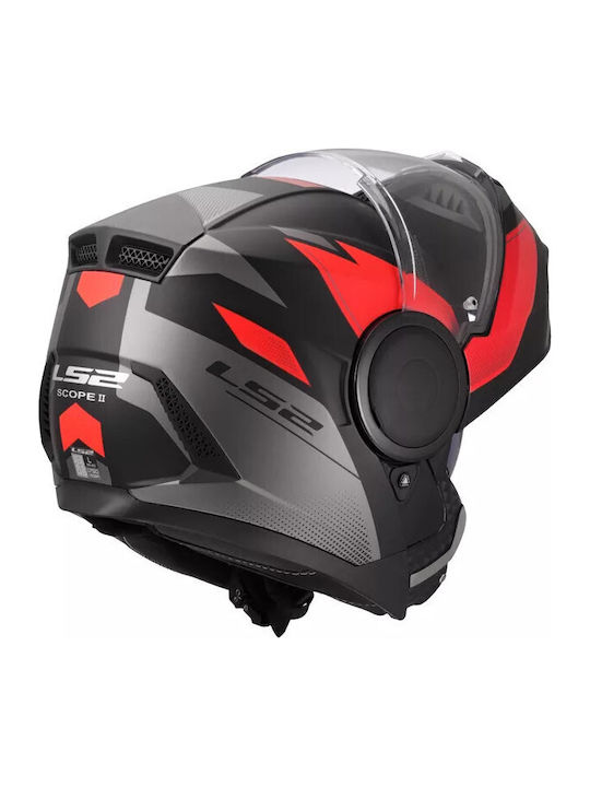 LS2 FF902 Scope II Duria Matt Grey Red Κράνος Μηχανής Flip-Up ECE 22.06 1750gr με Sunvisor