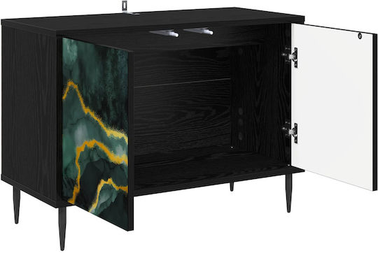TV-Ständer Wijhe Schwarz Eiche M69xT33xH50.5cm