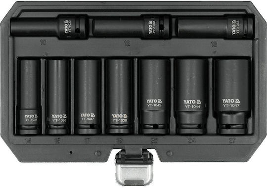 Yato Long Pneumatic Sockets With 1/2" Frame Host Set 10 Pieces