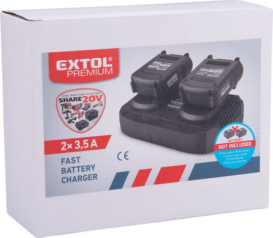 Încărcător Dual 20v Extol Premium 8891894 2x3.5a 2000-8000mah