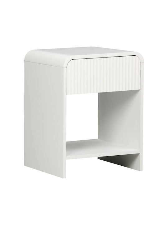 Bedside Table Zeplen Wooden White 40x40x53cm