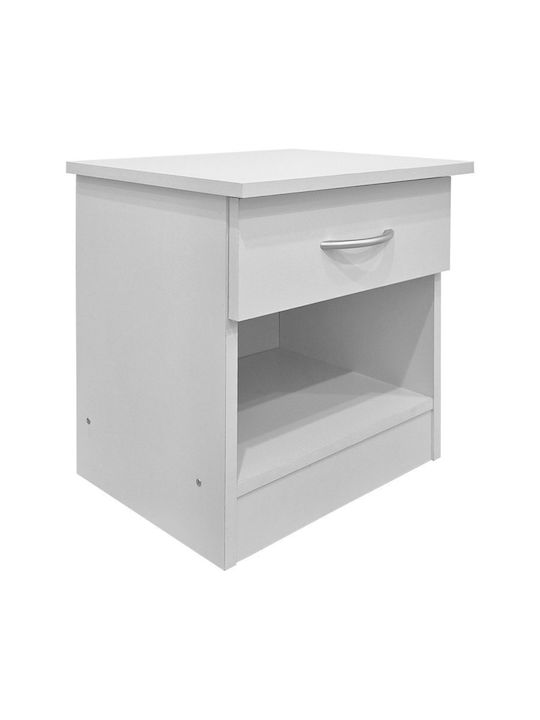 Κομοδίνο Bedy Ξύλινο Λευκό 40x34x42cm