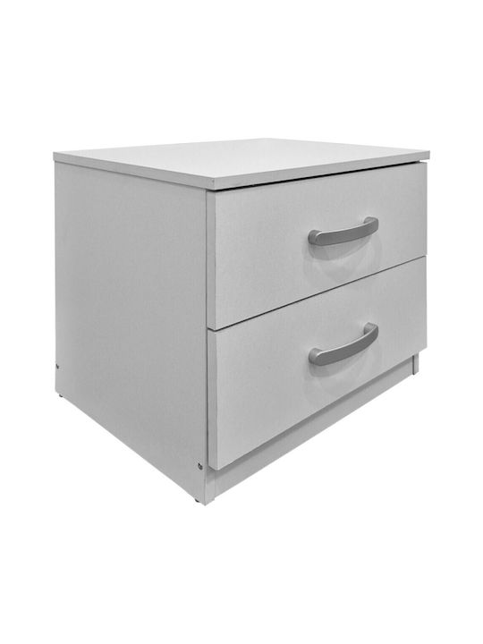 Bedside Table Athos Wooden With Metal Legs White 48x40x41.5cm