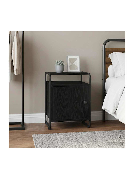 Wooden Bedside Table with Black Metal Legs 40x39.5x50cm