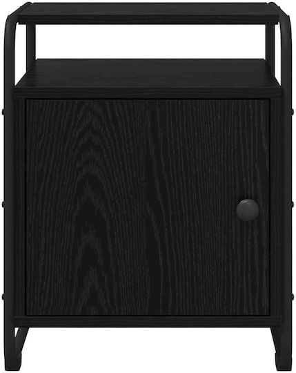 Wooden Bedside Table with Black Metal Legs 40x39.5x50cm
