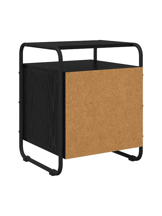 Wooden Bedside Table with Black Metal Legs 40x39.5x50cm