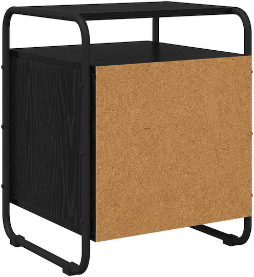 Wooden Bedside Table with Black Metal Legs 40x39.5x50cm