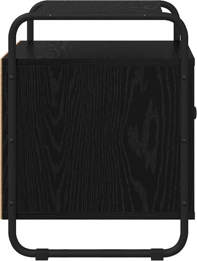 Wooden Bedside Table with Black Metal Legs 40x39.5x50cm