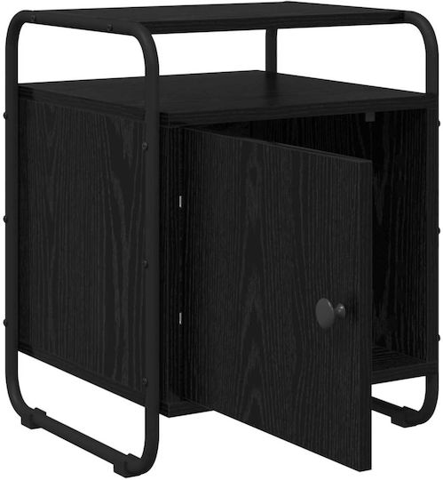 Wooden Bedside Table with Black Metal Legs 40x39.5x50cm