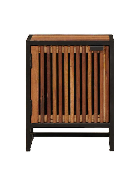 Nachttisch Handgefertigt Aus Holz mit Metallbeinen Beiges 40x30x50cm