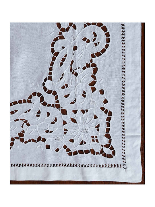 Silk Fashion Kariert Leinen Geschnitten Hy87 White 140x140cm