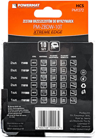 Set Lame Fierăstrău Pendular Powermat 10 Bucăți Pm1372