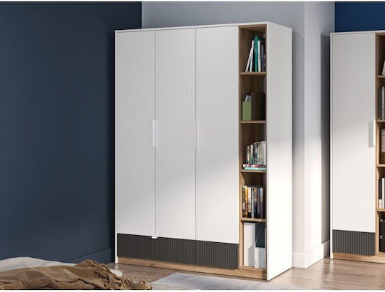 Orlviro 102 Τετράφυλλη Ντουλάπα με Καθρέπτη 138x53x196cm Γραφίτης, Άσπρο, Δρυς Orlviro 102 Τετράφυλλη Ντουλάπα με Καθρέπτη 138x53x196cm Γραφίτης, Άσπρο, Δρυς
