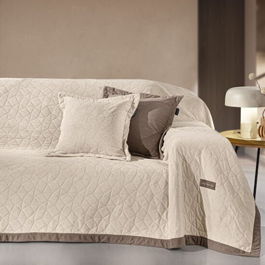 Guy Laroche Avalon Four-Seater Sofa Throw Velvet 170x350cm Cream