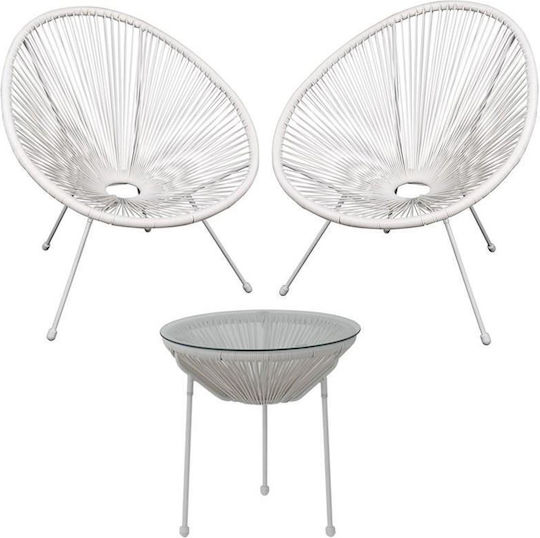 Garten- und Outdoor-Möbelsets Typsatz für kleinen Balkon Acapulco 3 Stück Weiß E245A1S