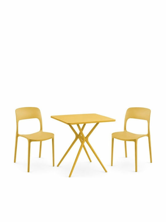 Set de salon pentru exterior 3 piese Galben