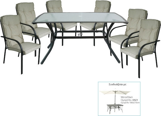 Astor 7 Pieces Outdoor Dining Set Anthracite with Pillows E5151 S1