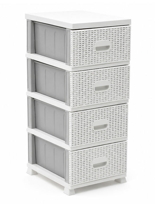 Violet House Plastic Drawer Unit 4 Tiers White 45x38x91cm KA-0358