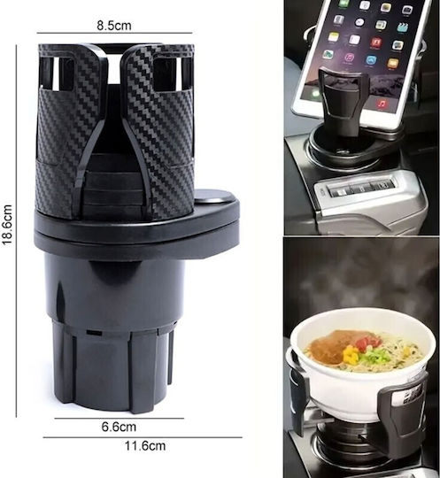 Car Cup Holder Foldable 2 Positions for Console in Black Color