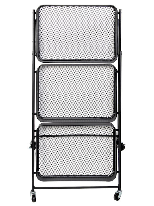 Keskor Kitchen Trolley Metallic Black 46x29.5x87cm