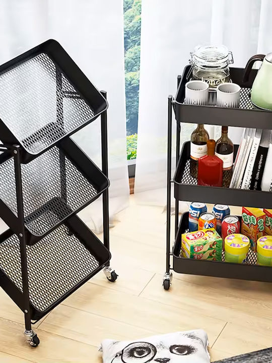 Keskor Kitchen Trolley Metallic Black 46x29.5x87cm