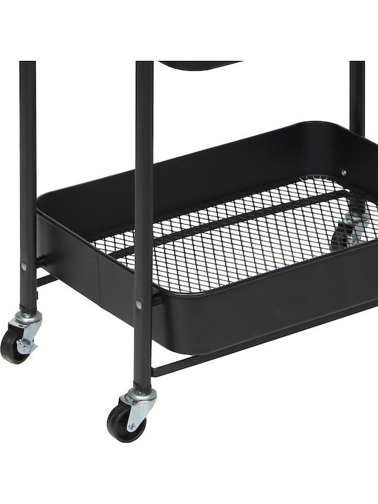 Keskor Kitchen Trolley Metallic Black 46x29.5x87cm