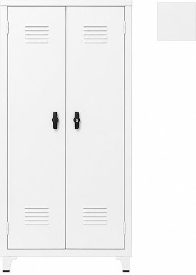 Δίφυλλη Ντουλάπα Μεταλλική Γαλβανιζέ με Χώρισμα & 5 Ράφια 90x45x175εκ.