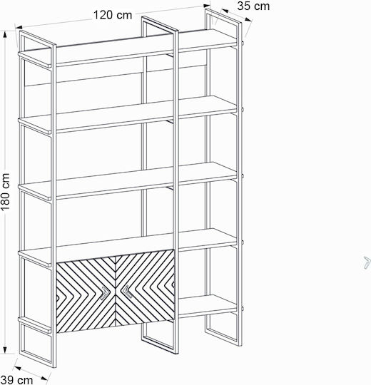 Bibliotecă Eduardo Sapphire Oak 120x39x180cm