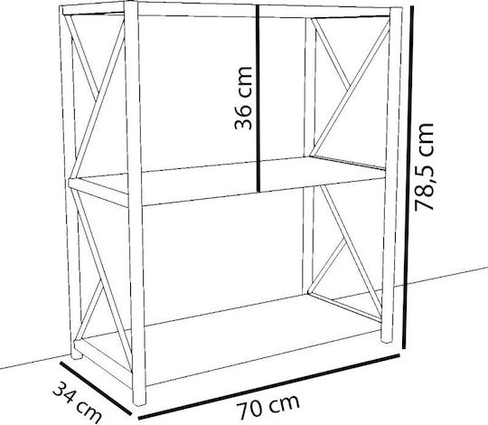 Bibliothek Jawara Schwarz 70x34x78,5cm