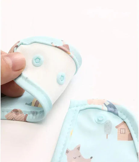 Tutete Waterproof Fabric Baby Bib with Button & Pocket Green