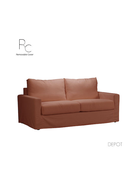 Ithaki Τριθέσιος Καναπές Κρεβάτι Terracotta 190x94x90εκ.