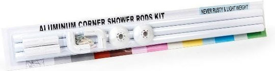 Sidirela Corner Shower Curtain Rod Wall Mounted Aluminium White 80x80cm