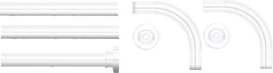 Bormann BTW4810 Corner Shower Curtain Rod Wall Mounted Aluminium White 170x90cm