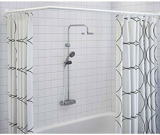 Import Hellas Telescopic Corner Shower Curtain Rod Wall Mounted Aluminium White 180x80cm