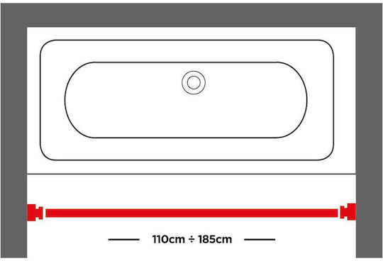 Sealskin Telescopic Straight Shower Curtain Rod Aluminium White Ø20mm 110-185cm