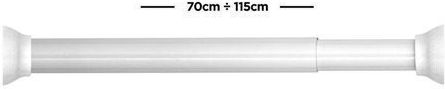Sealskin Telescopic Straight Shower Curtain Rod Aluminium White Ø20mm 70-115cm